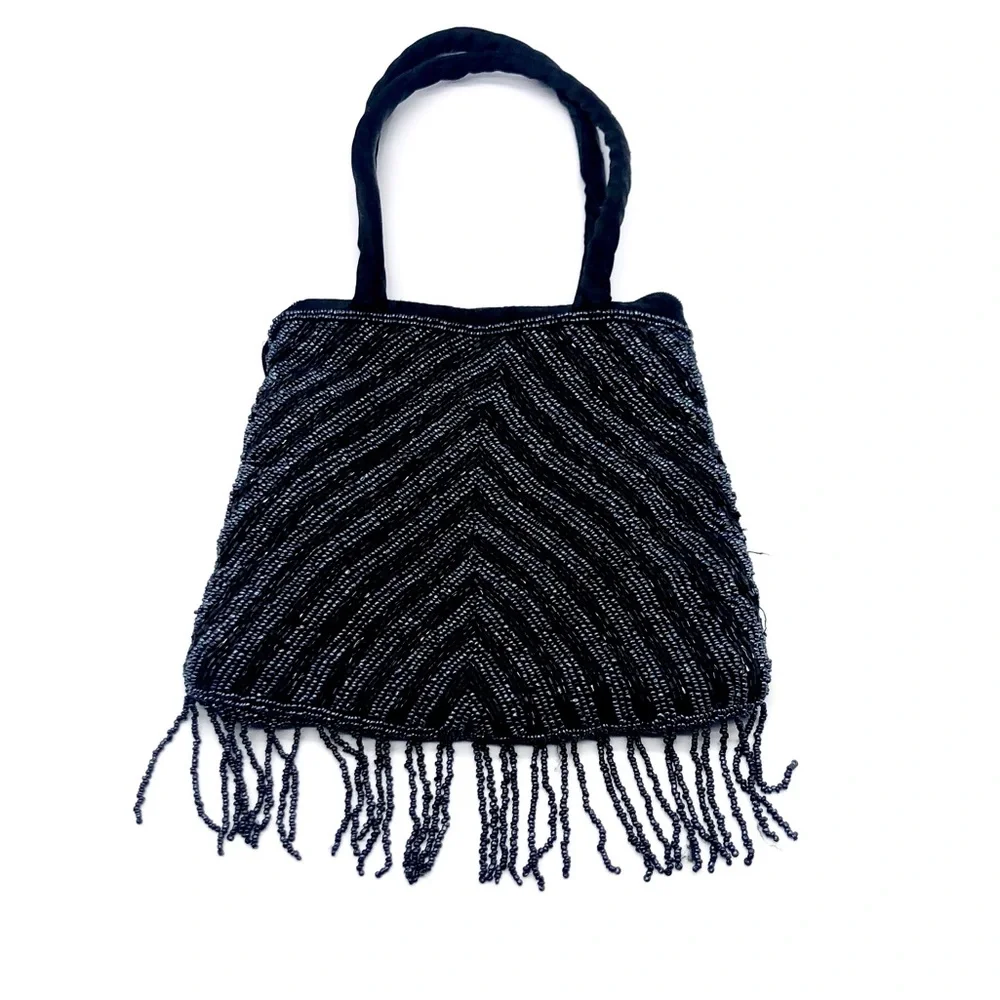 Black Beaded Evening Bag - Picture 1 of 6
